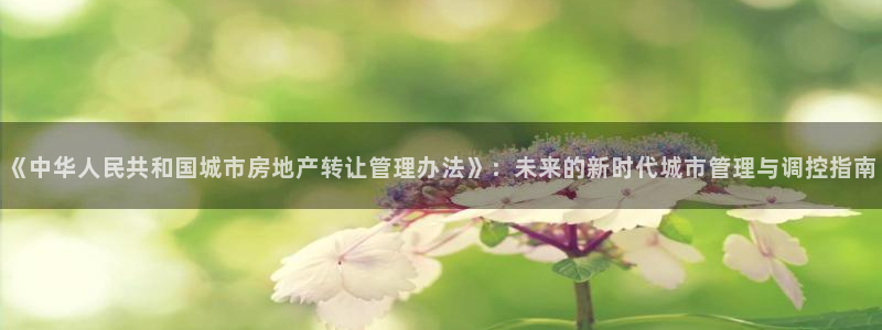 新宝5是什么：《中华人民共和国城市房地产转让管理办法》：未来